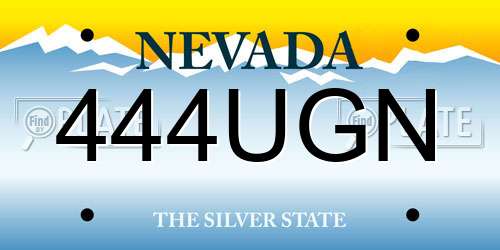 444UGN Nevada License Plate