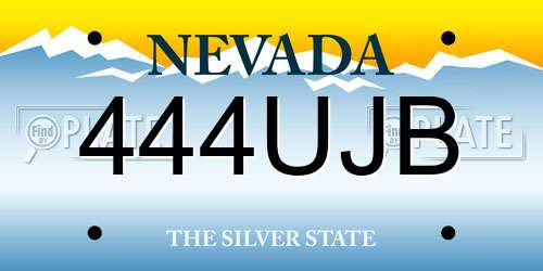 444UJB Nevada License Plate
