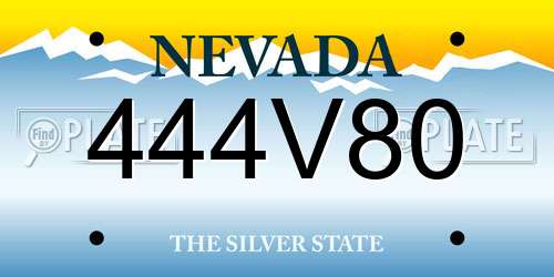 444V80 Nevada License Plate