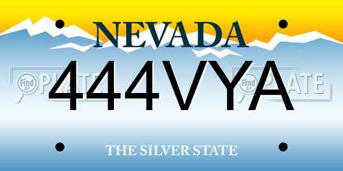 444VYA Nevada License Plate