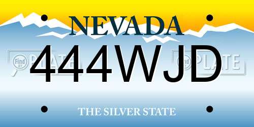 444WJD Nevada License Plate