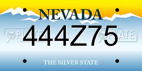 444Z75 Nevada License Plate