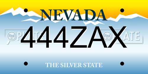 444ZAX Nevada License Plate