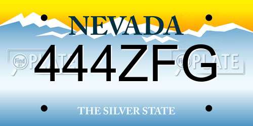 444ZFG Nevada License Plate