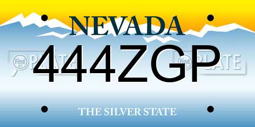 444ZGP Nevada License Plate