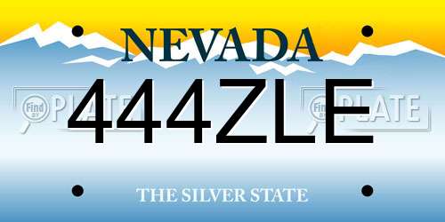 444ZLE Nevada License Plate