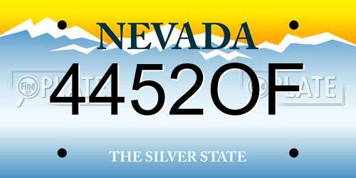 4452OF Nevada License Plate