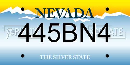 445BN4 Nevada License Plate