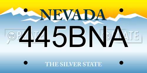 445BNA Nevada License Plate