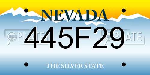 445F29 Nevada License Plate