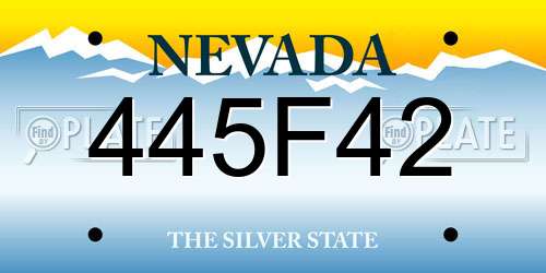 445F42 Nevada License Plate