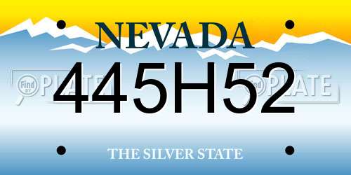 445H52 Nevada License Plate