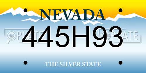 445H93 Nevada License Plate