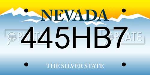 445HB7 Nevada License Plate