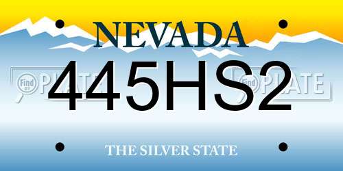 445HS2 Nevada License Plate