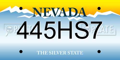 445HS7 Nevada License Plate