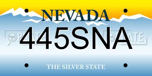 445SNA Nevada License Plate