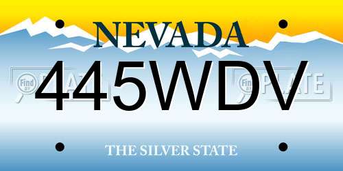 445WDV Nevada License Plate