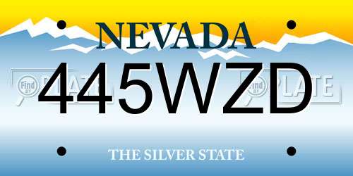 445WZD Nevada License Plate