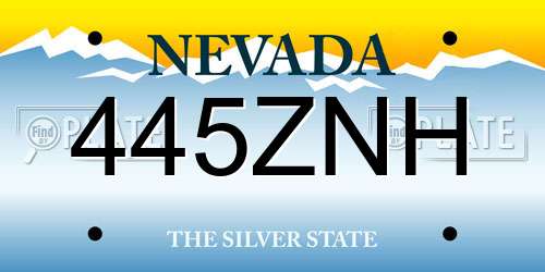 445ZNH Nevada License Plate