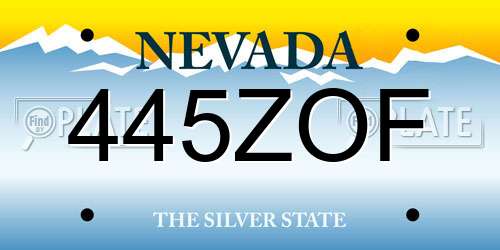 445ZOF Nevada License Plate