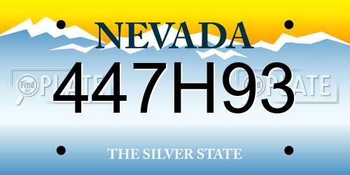 447H93 Nevada License Plate