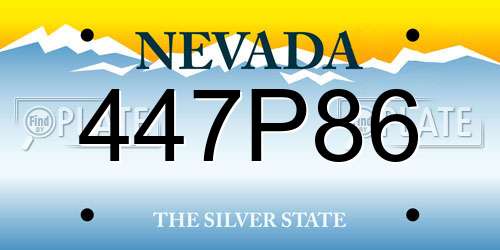 447P86 Nevada License Plate