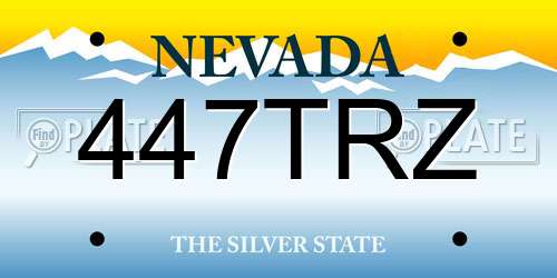 447TRZ Nevada License Plate