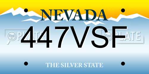 447VSF Nevada License Plate