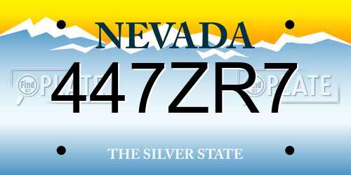 447ZR7 Nevada License Plate