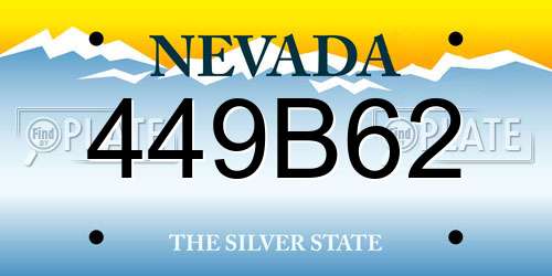 449B62 Nevada License Plate