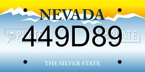 449D89 Nevada License Plate