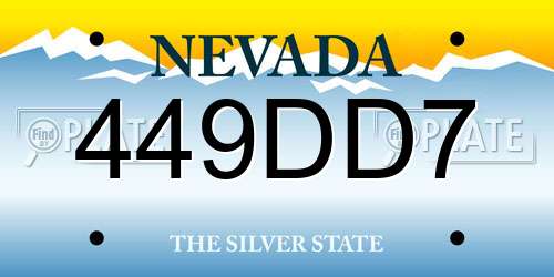 449DD7 Nevada License Plate