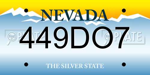 449DO7 Nevada License Plate