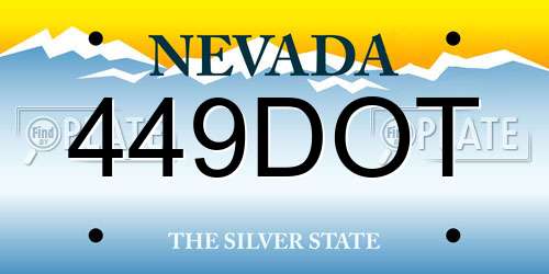 449DOT Nevada License Plate