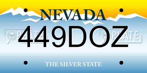 449DOZ Nevada License Plate