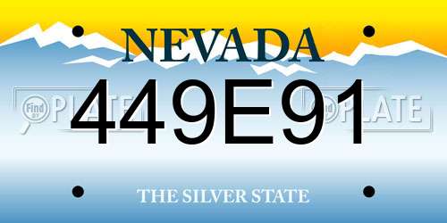449E91 Nevada License Plate