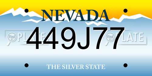 449J77 Nevada License Plate
