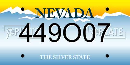 449O07 Nevada License Plate
