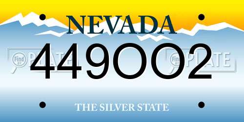 449OO2 Nevada License Plate