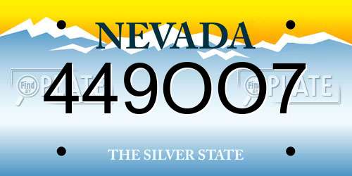 449OO7 Nevada License Plate