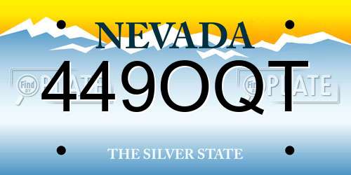 449OQT Nevada License Plate