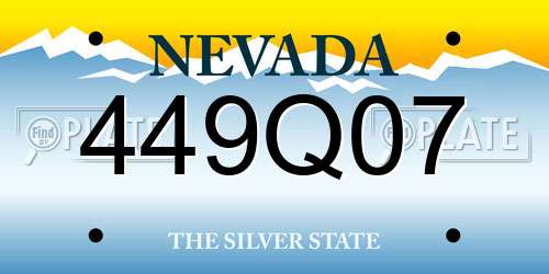 449Q07 Nevada License Plate