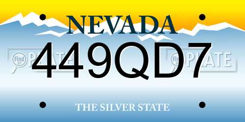 449QD7 Nevada License Plate