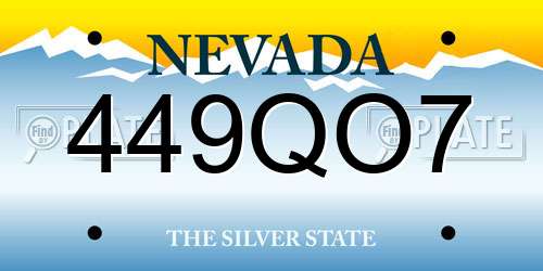 449QO7 Nevada License Plate