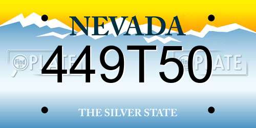 449T50 Nevada License Plate