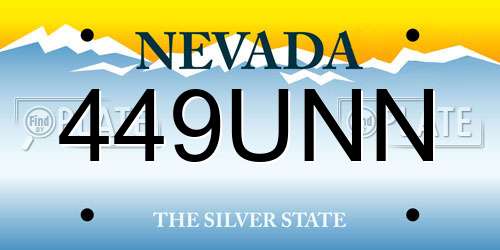 449UNN Nevada License Plate