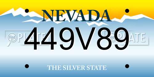 449V89 Nevada License Plate