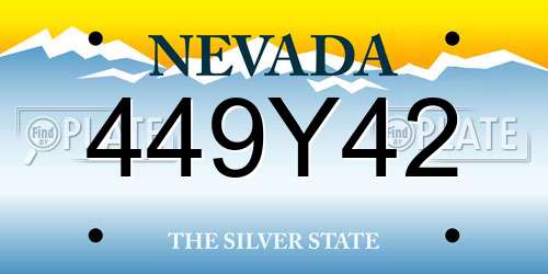 449Y42 Nevada License Plate