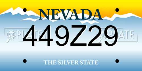 449Z29 Nevada License Plate